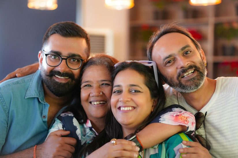 happy family at hospital